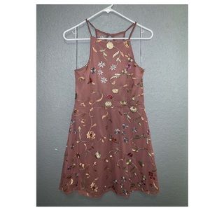 Flowery dusty rose dress